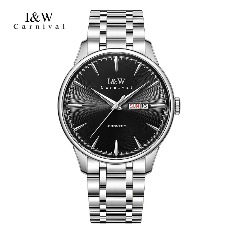 

IW Automatic Mechanical Watch Men Watch Luxury Sapphire Glass Mirror Weekly Calendar Display Stainless Steel Watches Reloj 519