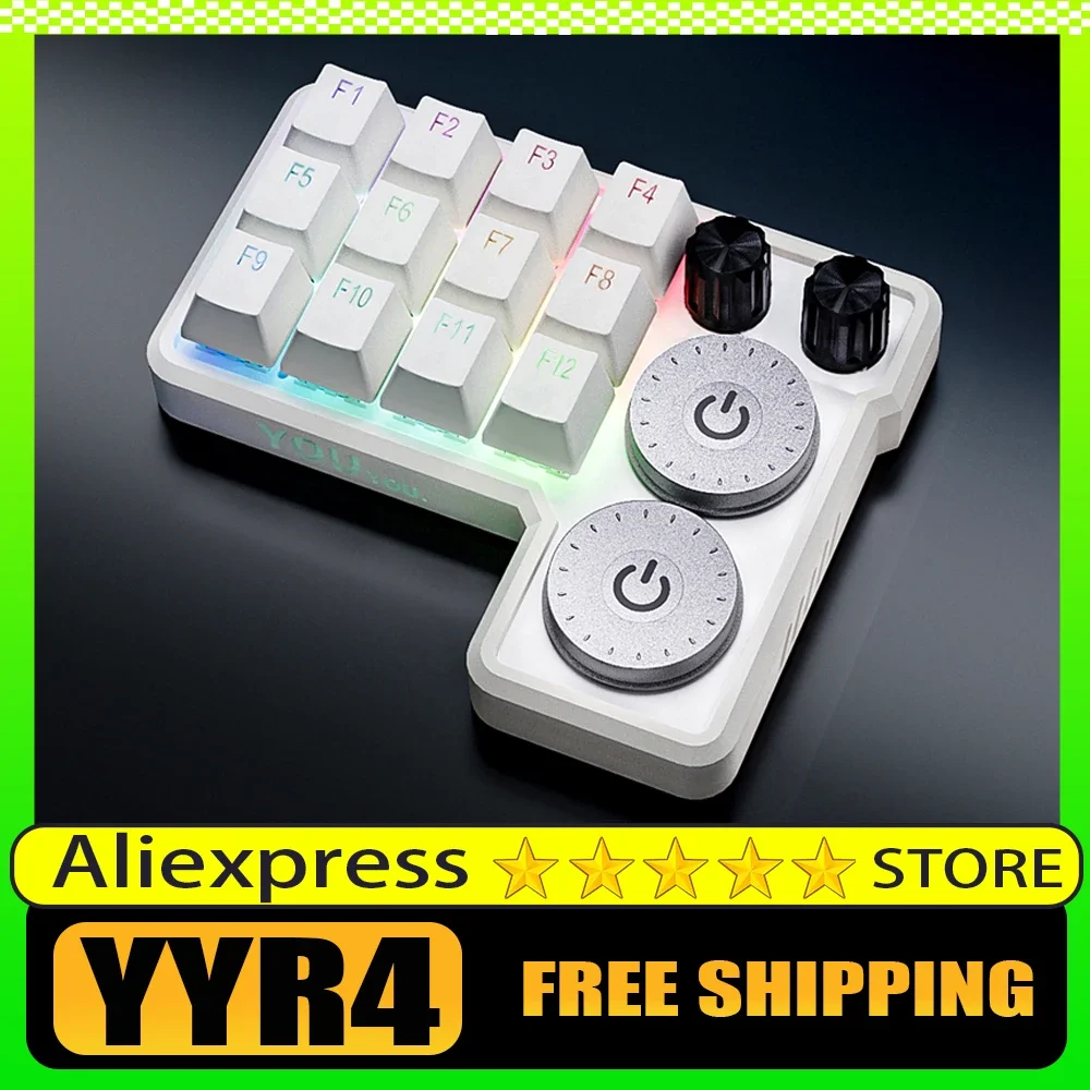 YYR4 Custom Keyboard Curved Knob Self-developed Driver Hot-swap PS PR Design Keyboard RGB For Editor Painter Designer Gifts