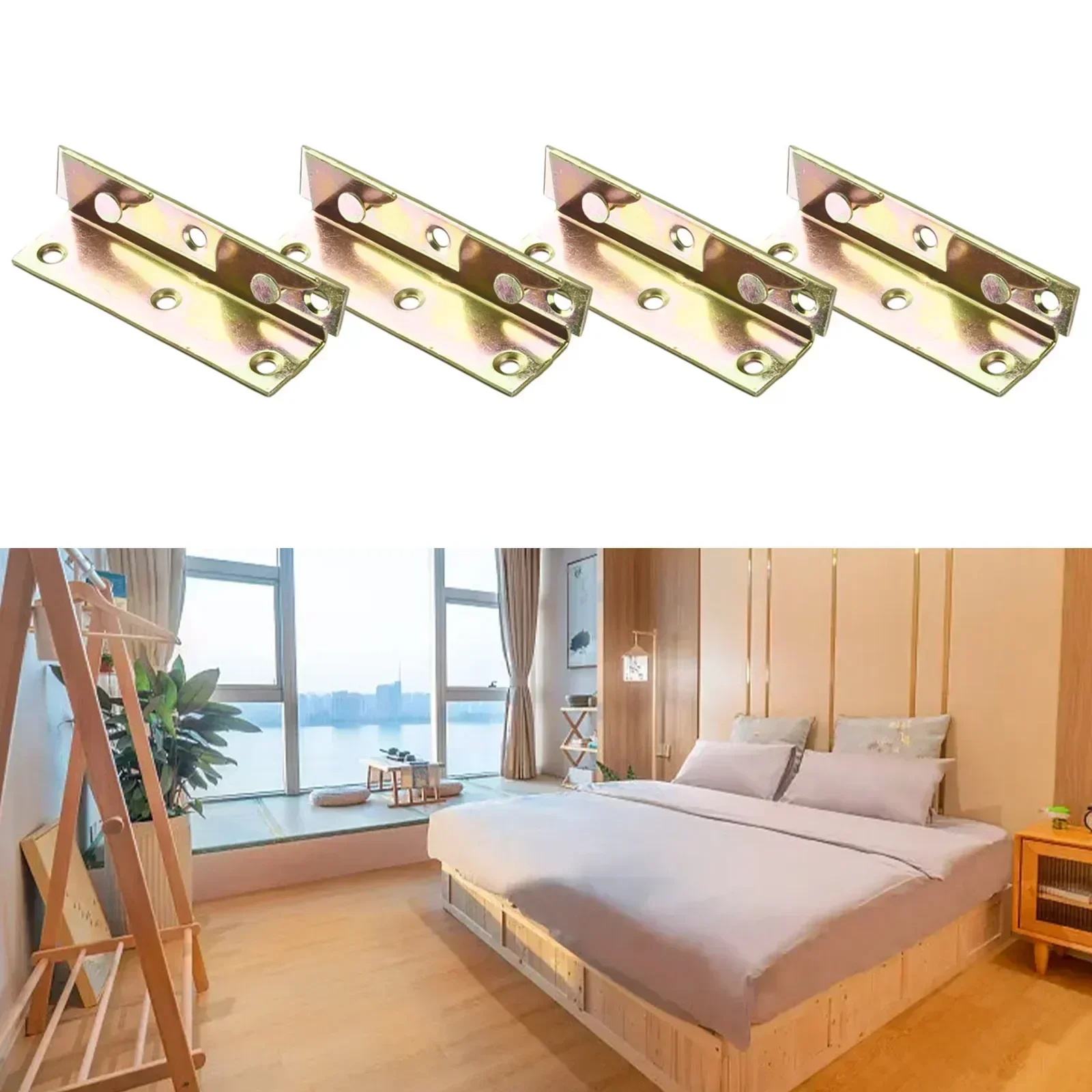 Furniture Bed Rail Bracket Bed Rail Hook 4 Sets Bed Bed Rail Bracket Furniture Hinge Non-Mortise Snap Connectors