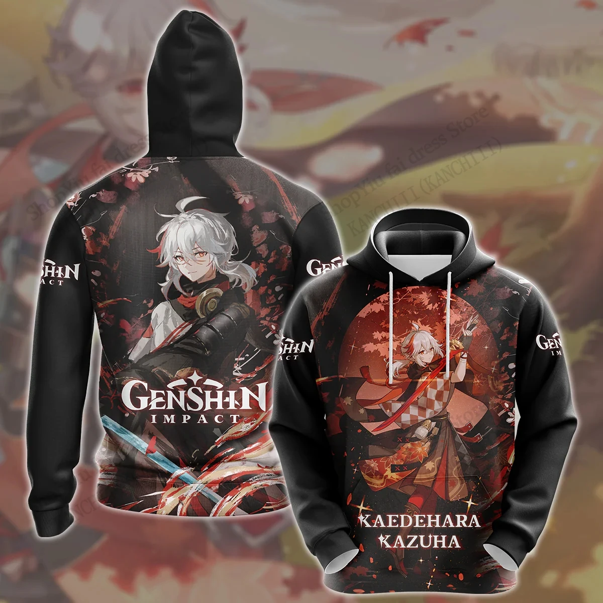 애니메이션 겐신 임팩트 중리 후타오 3D 프린트 후드티 남녀 패션 딜룩 후드티셔츠 게임 코트 여성 스웨트 클레 의류