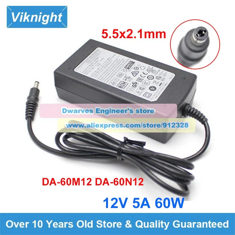 12V 5A 60W AC Adapter DA-60M12 Laptop Charger DA-60N12 Power Supply 5.5x2.1mm
