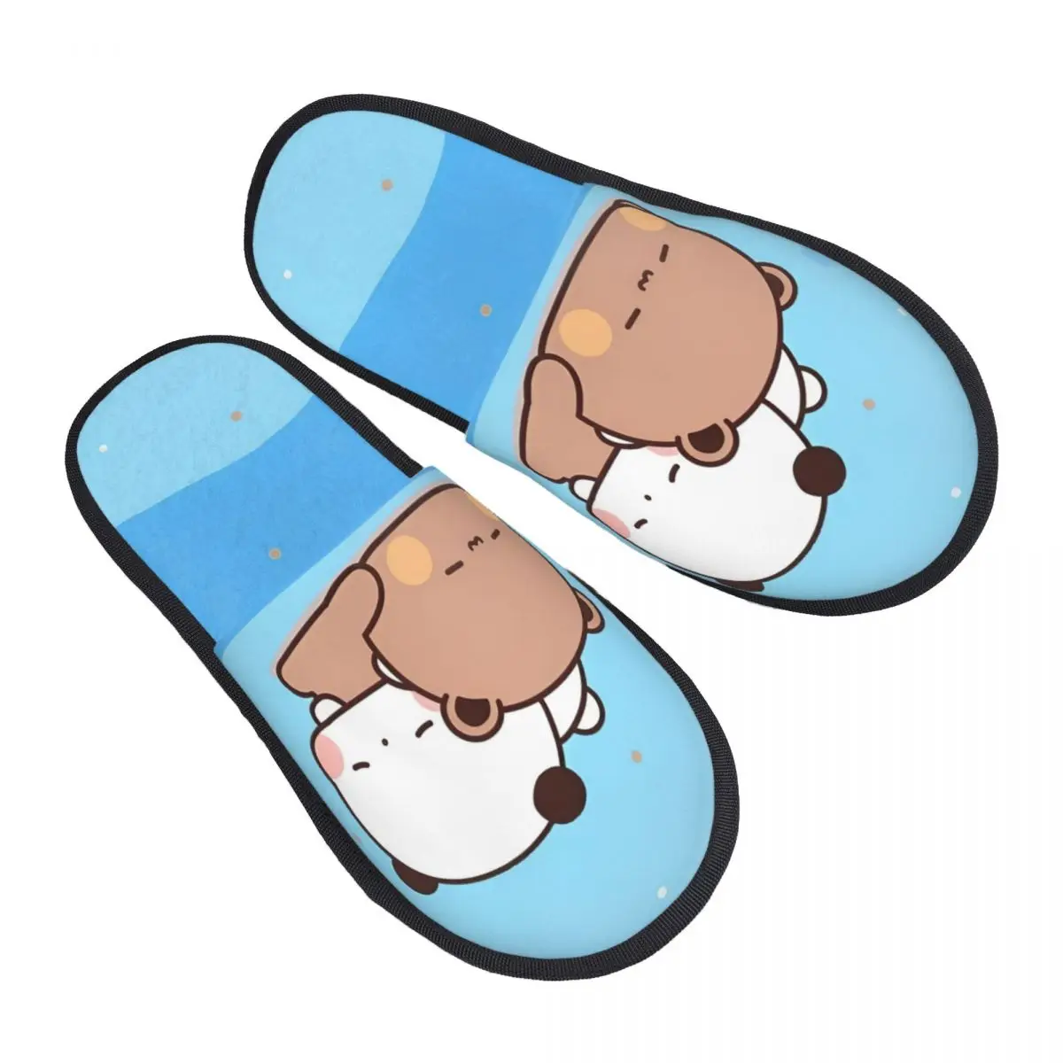 

Bear And Panda Bubu And Dudu Furry Slippers Non-skid Soft Memory Foam Slides Living Room