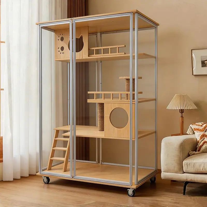 

Solid wood cat cage for indoor use and home use with luxury multi-layer display cabinets, cat cabinets for dormitories