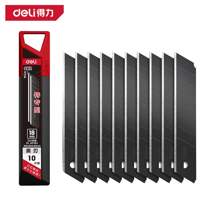 Deli 10/20/30/50 Pcs 18mm Knife Blades High Carbon Steel Sharp Blade Multifunction Cutting Utility Knife Replacement Blades