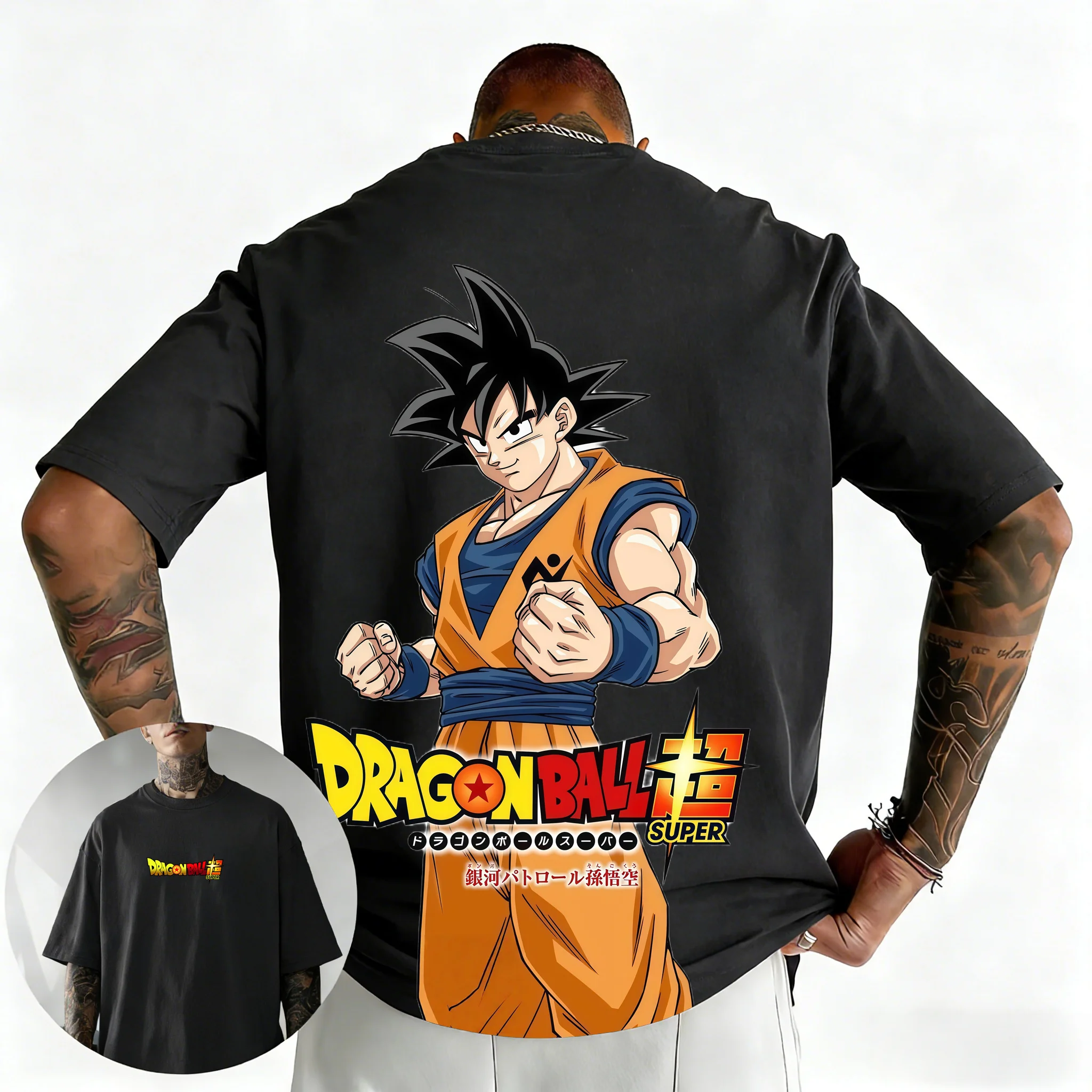 Anime Dragon Ball Super Goku Galaxy Patrol T-Shirt Herren Übergroßes Kurzarm-Shirt Harajuku Streetwear Familien-Partnerlook Oberteil