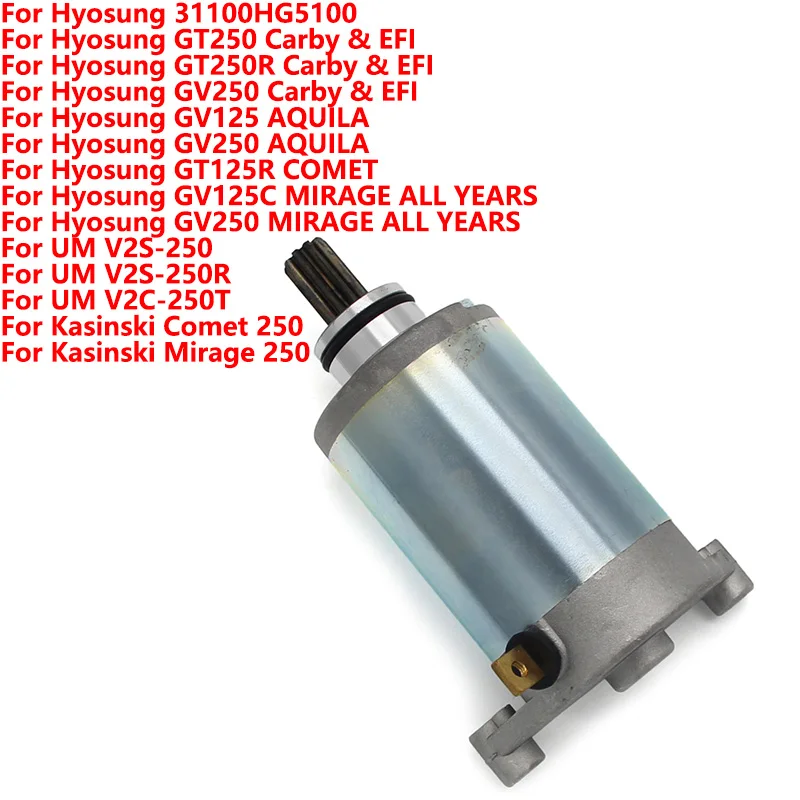 For Hyosung GT250 GT250R GV250 Carby&EFI GV125 GT125R COMET GV125C MIRAGE ALL YEAR 31100HG5100 Motorcycle Starter Motor Starting