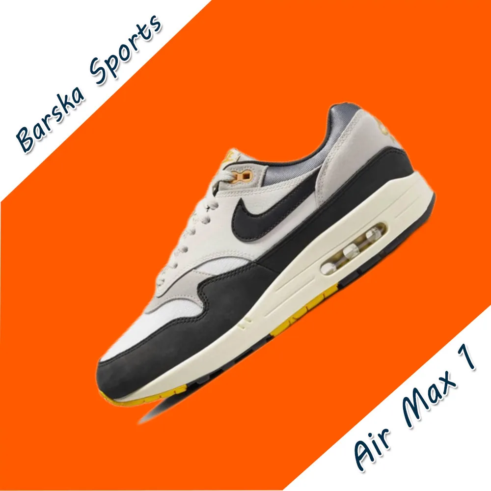 أحذية Nike AIR MAX 1 Low للرجال والنساء أحذية رياضية شتوية دافئة قابلة للتنفس أحذية رياضية مريحة ويمكن ارتداؤها باللونين الأبيض والأسود