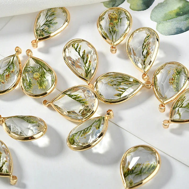 5PCS Mini Tree Leaf Clear Glass Drop Pendants Beads DIY Jewelry Loose Bead For Earring Bracelet Necklace Handmade Jewelry Making