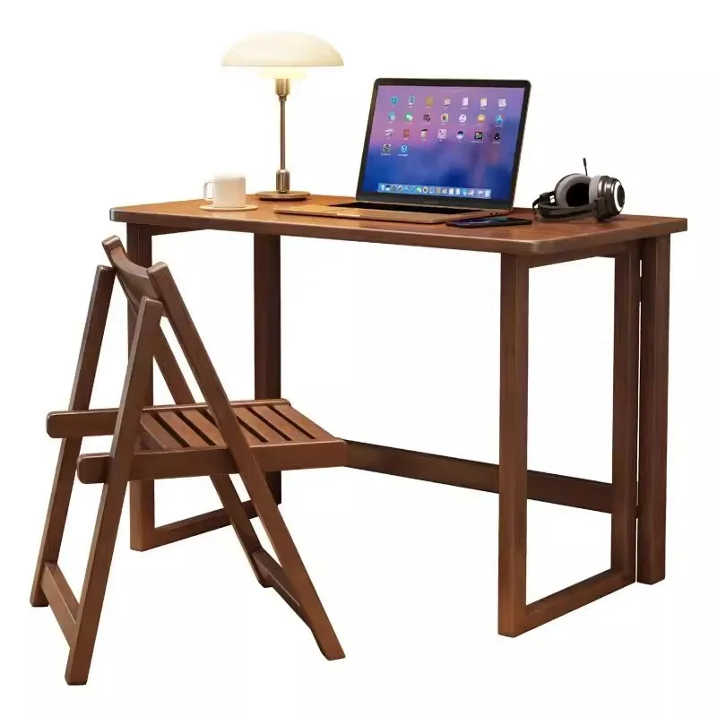 Solid wood folding desk Student household table Small apartment bedroom study Bedside writing  Simple computer