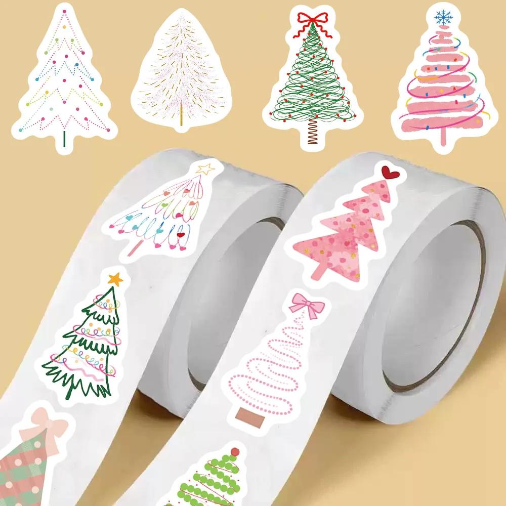 500 قطعة شجرة عيد الميلاد لفة ملصق Catoon الهاتف المحمول الرجعية دراجة القهوة سكيت تخصيص الفن ملصقات مقاومة للماء