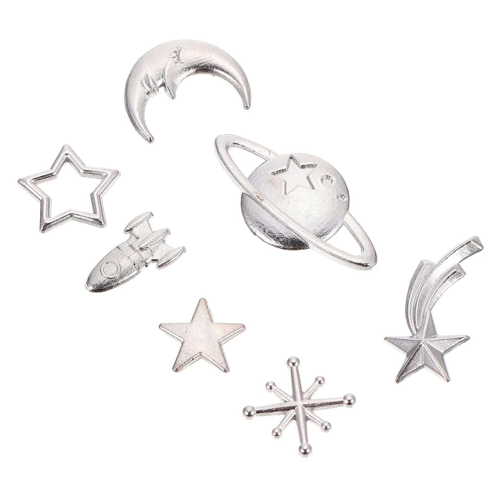 70 Pcs Jewlery DIY Accessories Jewelry Pendants Star Shaped Charms Material Epoxy Filling Silver Cosmos Themed Alloy