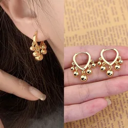 Japanese And Korean Fashion Small Round Bead Titanium Steel Earrings Peach Heart