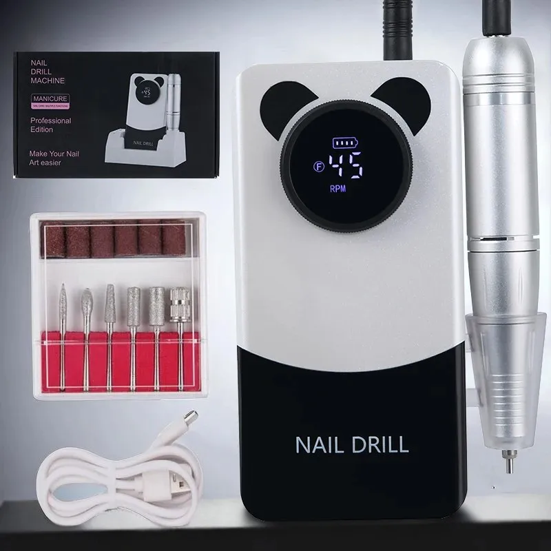 45000 RPM Nagelboor Elektrische Professionele Draaibank Machine Schuurmachine Manicure Polijstmachine Pedicure Gel Motor Bestand Molen Teennagel Grinder