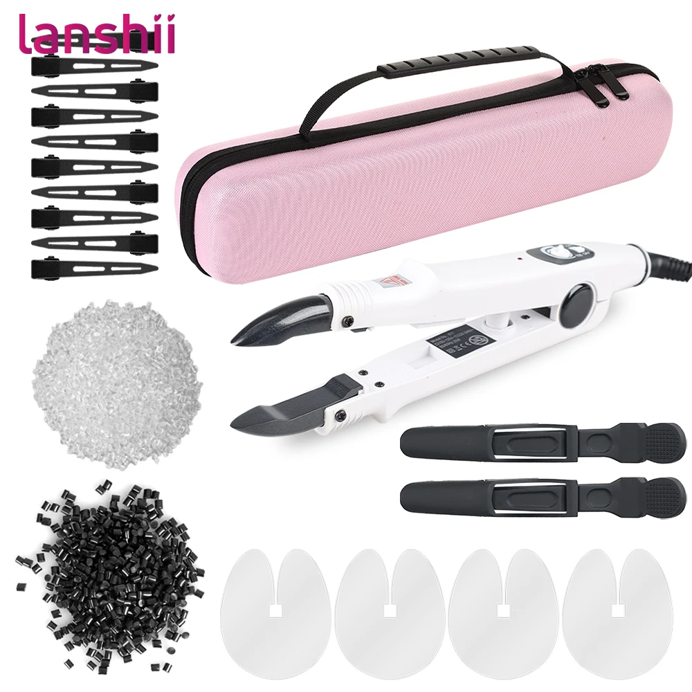 Lanshii K-Tip Fusion Hair Extension Machine Kit – Fast Heat-Up Keratin Glue Melting Wand with Accessories for 100% Remy Hair