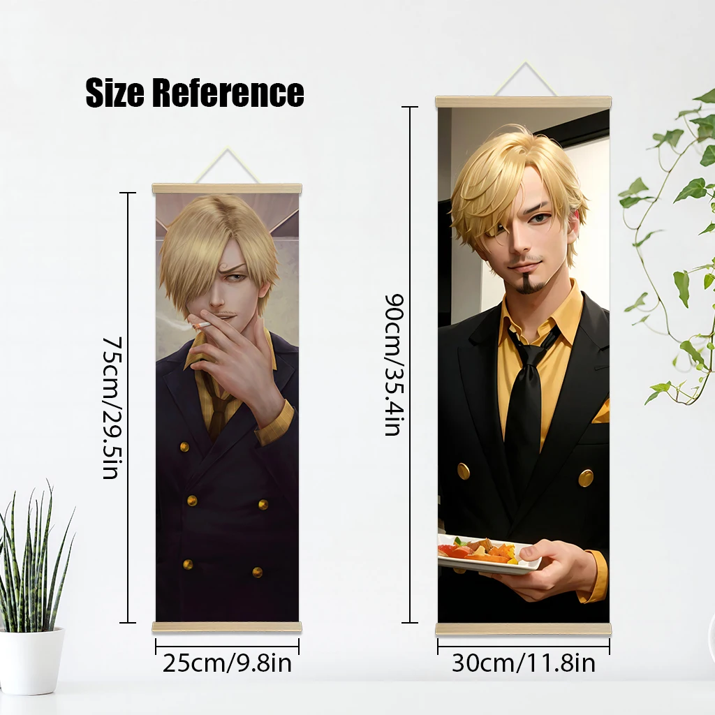 ONE PIECE Sanji Wall Art Picture Scroll Canvas Wall Hanging Painting Home Decor Anime Poster Wall Art Room Decoration