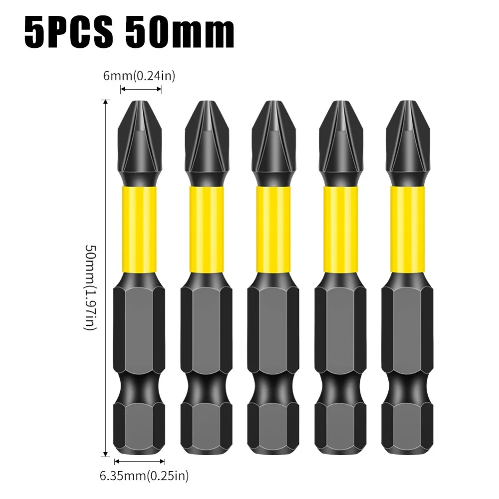 

S2 Alloy Impact Phillips Screwdriver Bit Non-slip High Hardness Driver Bit Impact Resistant Hex Shank Electric Screwdriver Bit