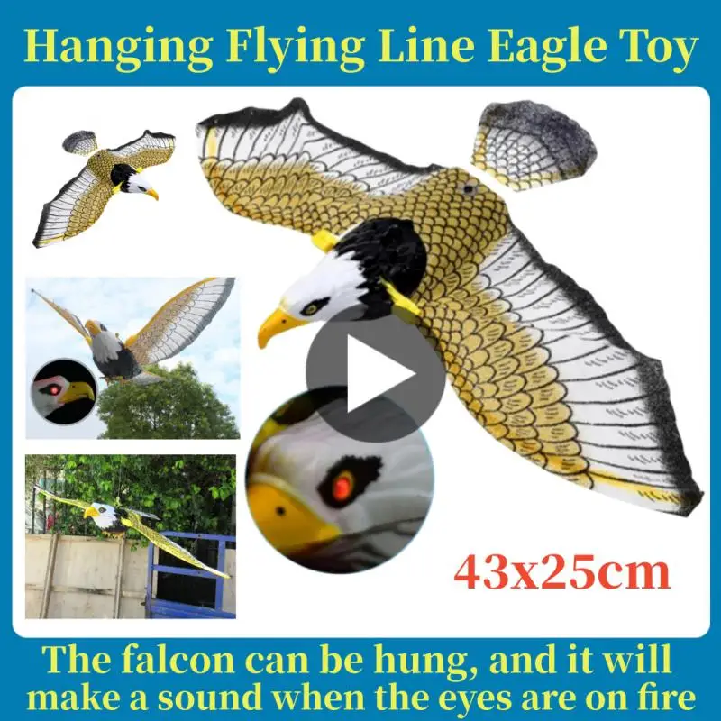 Emulation Flying Hawk Kite Electric Bird Scarer Drive Glowing Eagle Repellent for Garden Scarecrow Yard Bird Repeller With Music