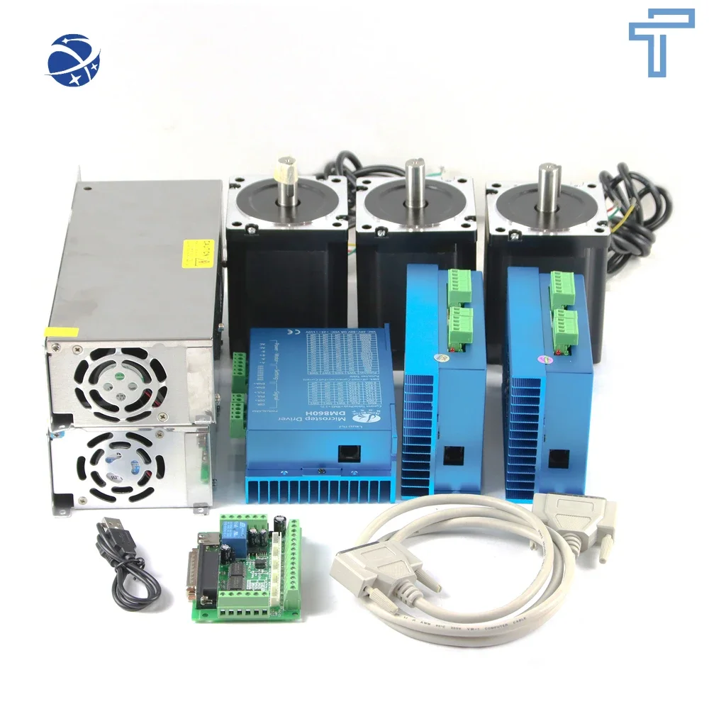 Cnc Router Electronic Kit 3pcs HSD86 Driver+ 3pcs Nema34 Dc Motor +3pcs / 1pcs Power Supply + Breakout Board