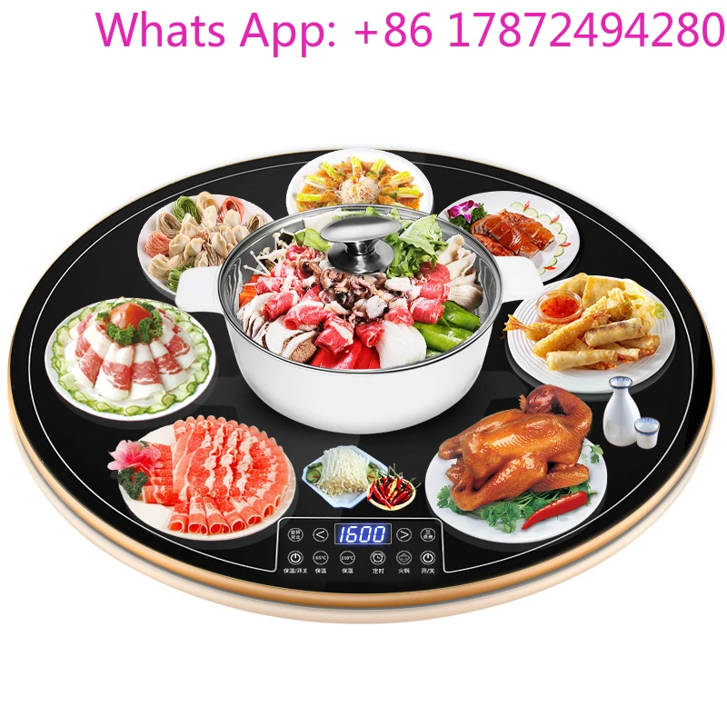 1600W Round Hot Pot Meal Insulation Board 65-120℃  Warming Dish Dining  Heat Preservation Heating Panel 80/70/60CM