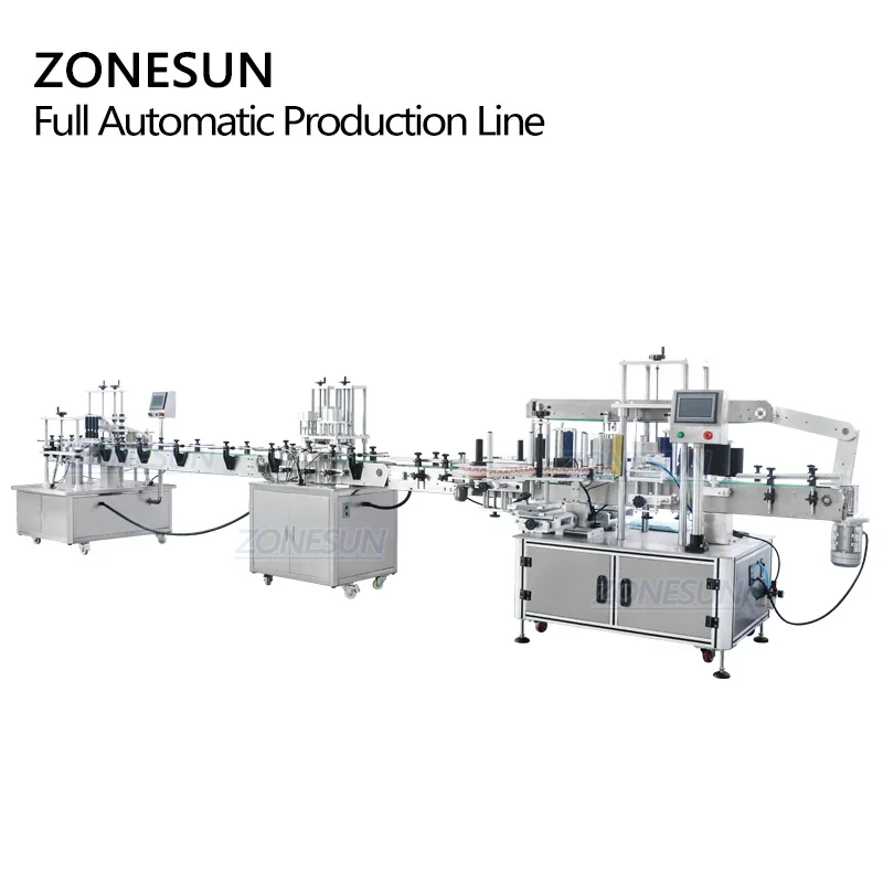 ZONESUN ZS-FAL180X1 Automatic Perfume Vacuum Round&Square Glass Bottle Filling Capping and Labeling Machine