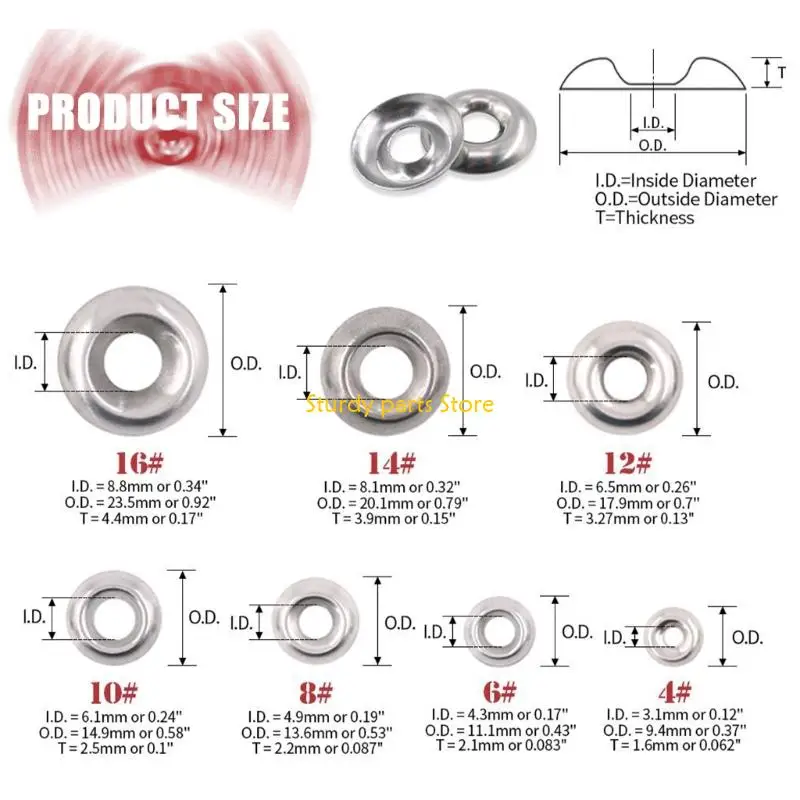 97QC 160/295 قطعة من الفولاذ المقاوم للصدأ مخروطي غسالة غاطسة رئيس التنصت على المسمار غسالة لقوة عالية الربط دائم