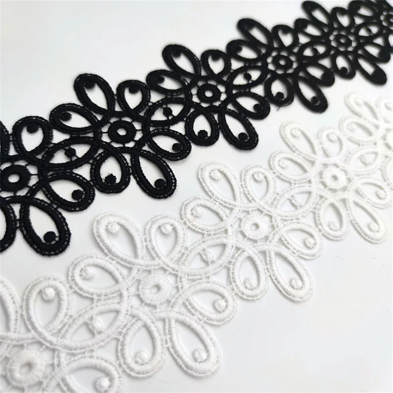 Black White Lace Appliques Embroidered Net Lace Fabric Trim Ribbons DIY Sewing Handmade Craft Materials