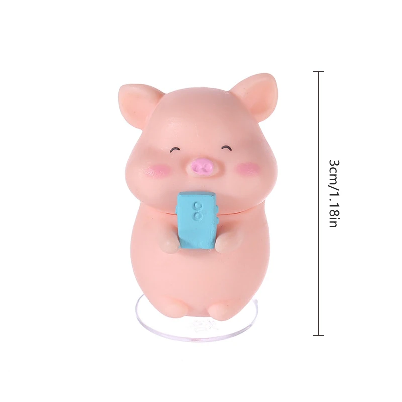 Niedliche rosa Schweinchen Figur Mikro Landschaft Ornamente mit Stand Schweinchen Desktop Fahrzeug montiert Dekor Puppenhaus Miniatur Modell Spielzeug