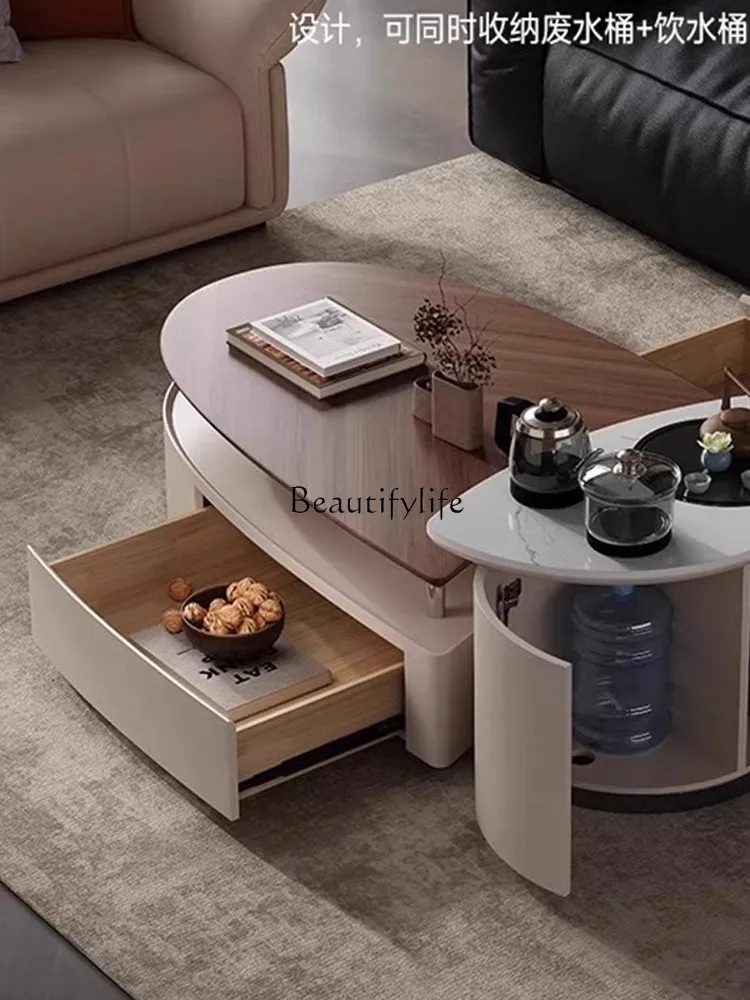 *طاولة قهوة حديثة وبسيطة من خشب الجوز، شقة منزلية صغيرة، غرفة معيشة، طاولة شاي كونغ فو فاخرة متعددة الوظائف #3