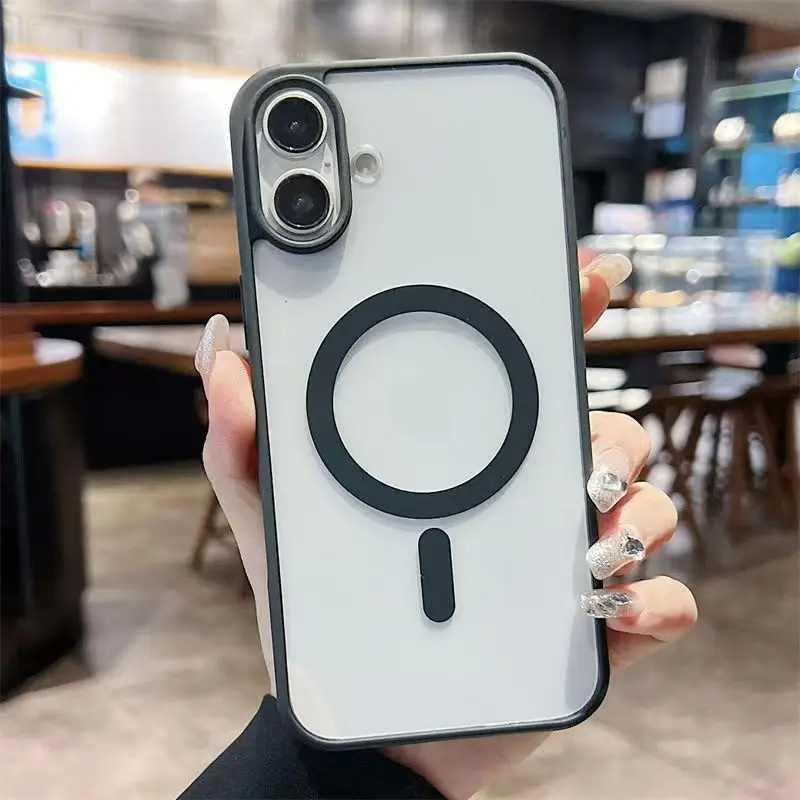 Luxuriöse, stoßfeste Panzerhülle mit kabelloser Ladefunktion und transparentem Design für MagSafe – Handyhülle für iPhone 17, 16, 15, 14, 13, 12, 11 Pro Max, 16e, 17e