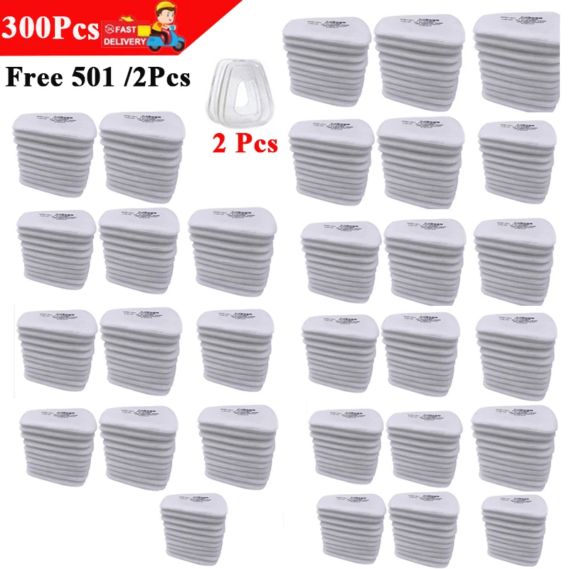 

50/300pcs Dust Proof 5N11 5P71 Cotton Filters 501 Cover Replaceable For Industry 6200/7502/6800 Gas Mask Respirator Accessories