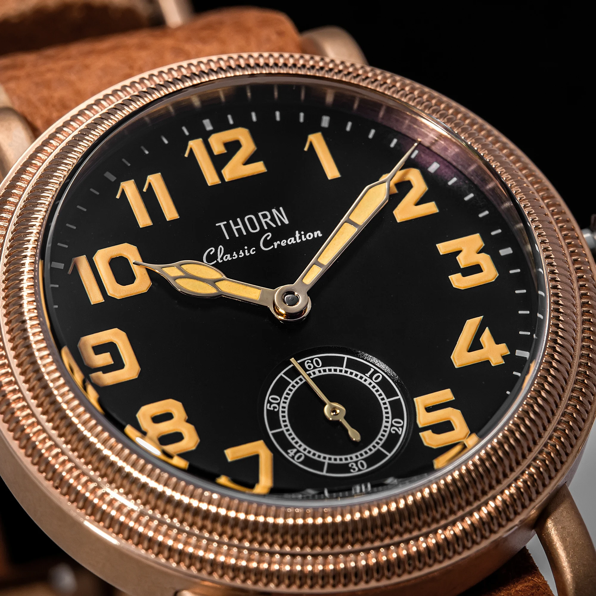 【T013】THORN Uhr 36 mm Durchmesser Vintage Fliegeruhr ST1700 Handaufzug Mechanische Uhrwerkuhr Schweizer Leuchtkraft – Detail 35