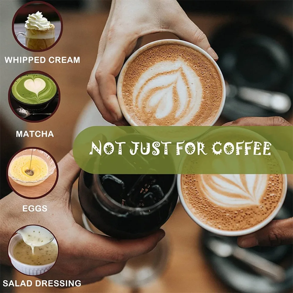 Handheld Milk Frother​​ ​​Automatic ​​Stainless Steel Whisk​​ ​​Foam Maker​​ ​​One-Touch Operation​​ Battery Powered