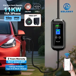 Kolanky 16A 11KW 32A 7KW Eletric Vehicle EV Charger Type 2  IEC62169 Tuya APP Wifi Control Set Charging Time PHEV Car 5/10M