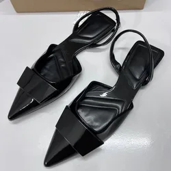 Pointed Toe Ladies Slingbacks Flats Simple Shallow Mouth Square Buckle Decoration 2026 Spring Brand Work Women Dress Shoes
