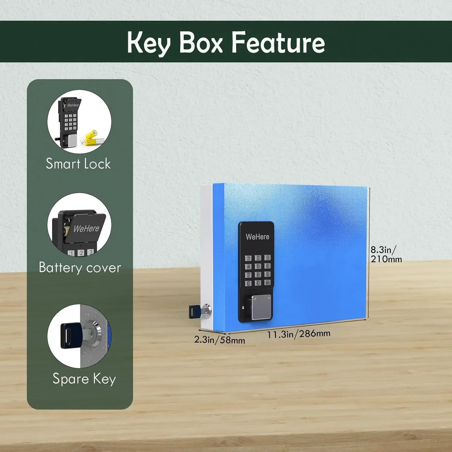 Wall Mount Key Safe Box(16 keys), Smart Key Cabinet, APP Bluetooth/One Time Password/Wi-Fi/Fixed Code/Key Unlock, Key Manage