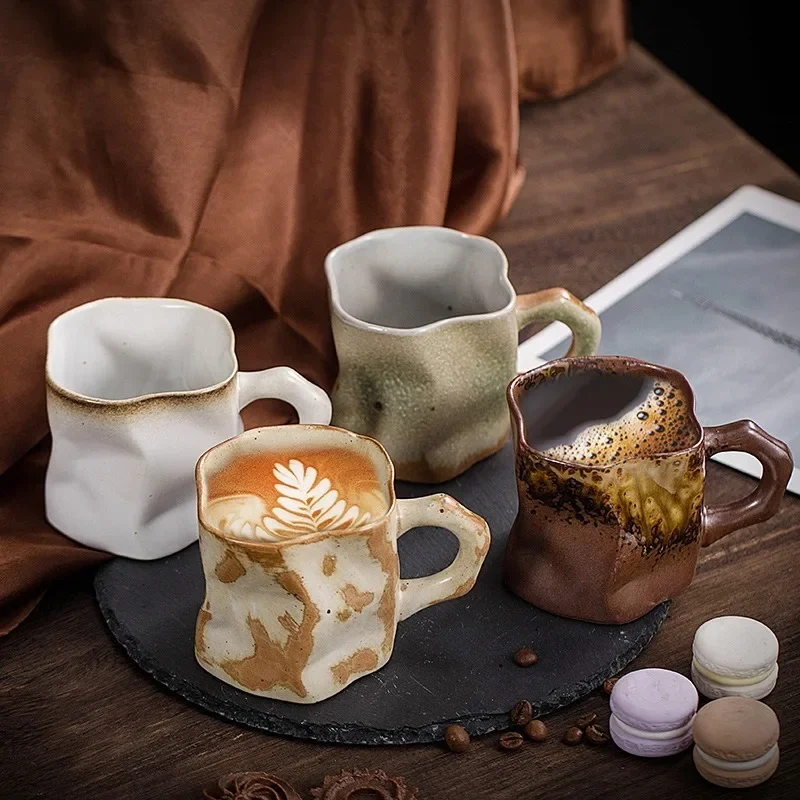 

Japanese Simple Stoneware Coffee Cup, Creative Kiln Baked Mug, Retro Ceramic Cup, Used in Home Office, Breakfast Cup