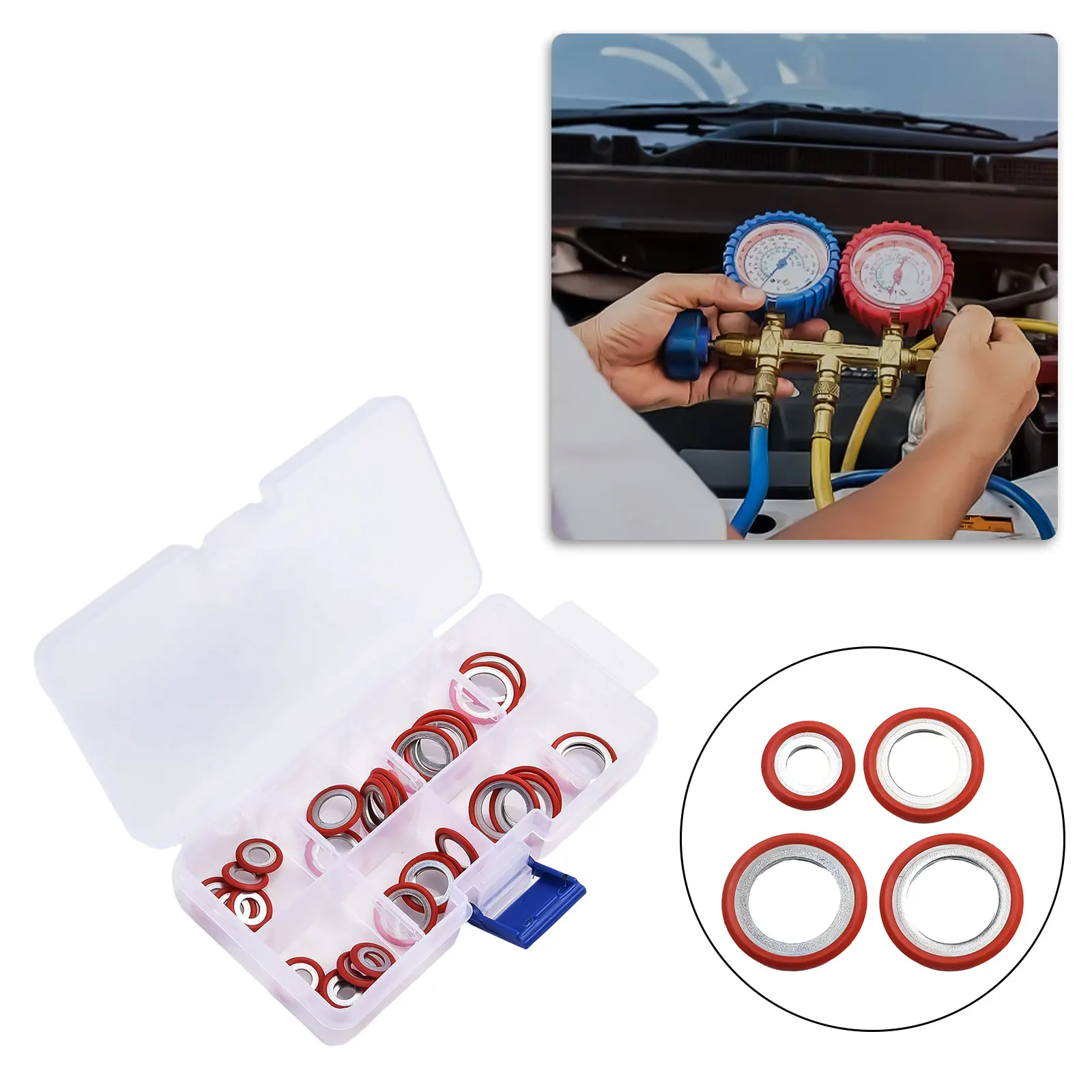 Classified Combination Assorted Sizes Reliable Seal 30 Piece Car Air Conditioning Compressor Gasket Assortment Set