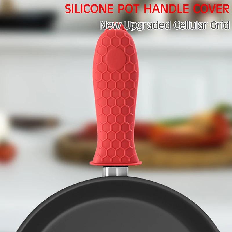 Non-slip Silicone Hot Handle Holder Cover Cookware Part Heat Resistant Pan Handle Sleeve Potholders Saucepan Skillets Grip Cover