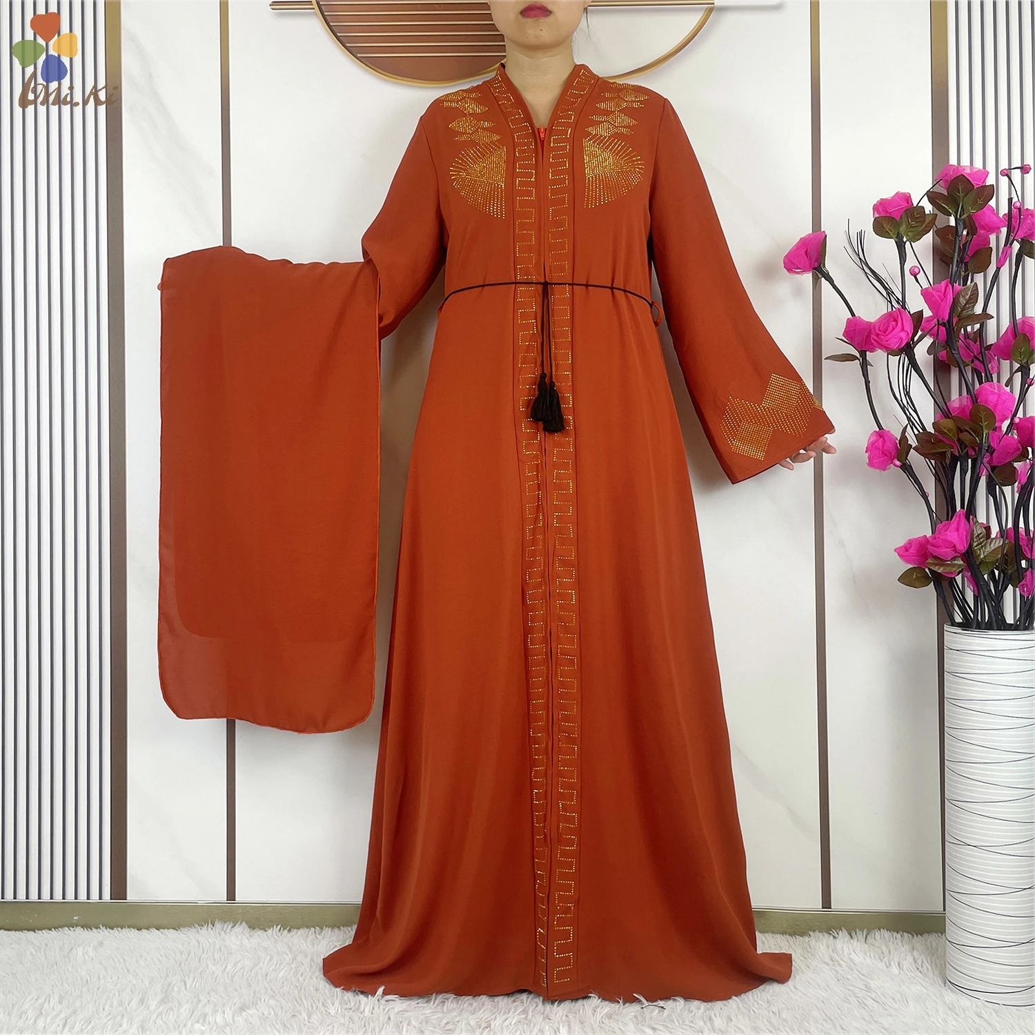 Muslim New Fashion Dress Chiffon Cardigan Robe Loose Women Islamic Clothing African Women Open Robe with Zipper Dubai Clothing