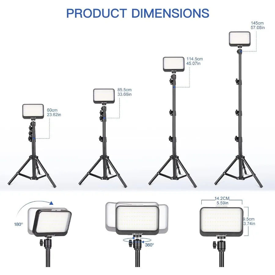 Комплект светодиодного видеоонаря UBeesize, 2 шт., непрерывное портативное освещение для фотосъемки с регулируемой подставкой для штатива, 5 цветов, фильтр