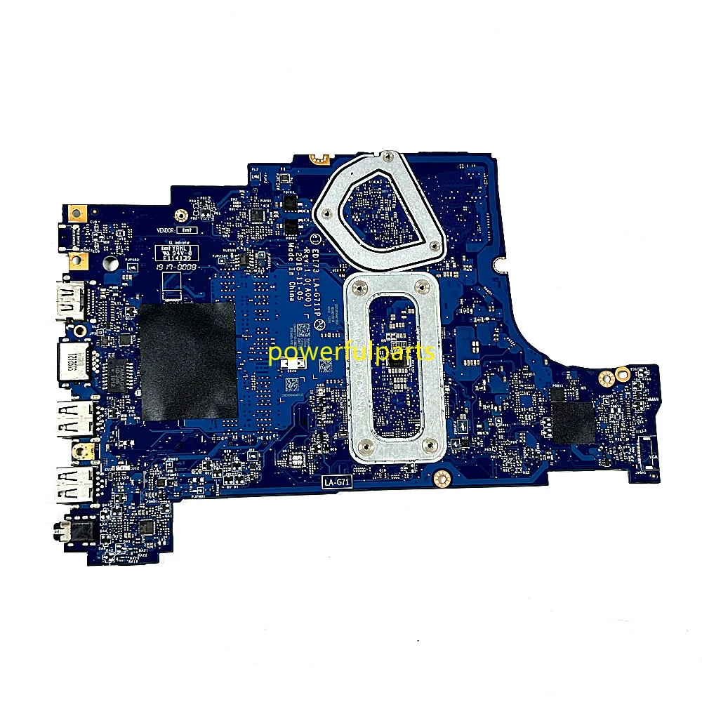 EDI73 LA-G711P untuk DELL Inspiron 17 3480 3580 3481 3780 Motherboard 0VT31N 0WTTRR i5-8265 i7-8565 Cpu dengan grafis bekerja baik