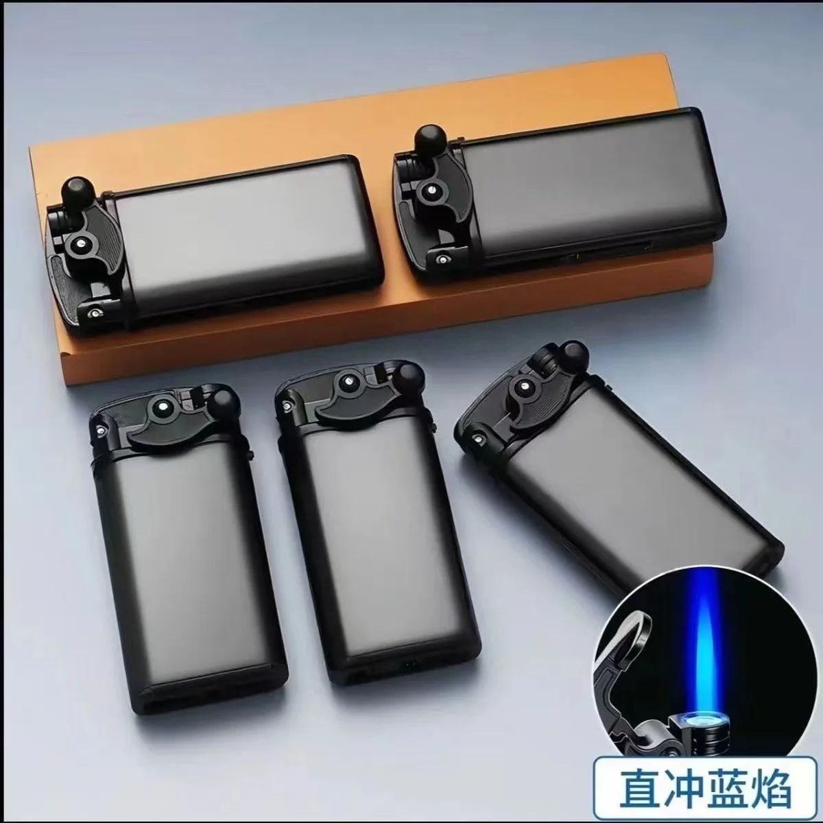Personalized Rocker Lever Type Rotary Lighter, Metal Windproof Blue Flame Direct Injection Recirculating Inflatable Lighter