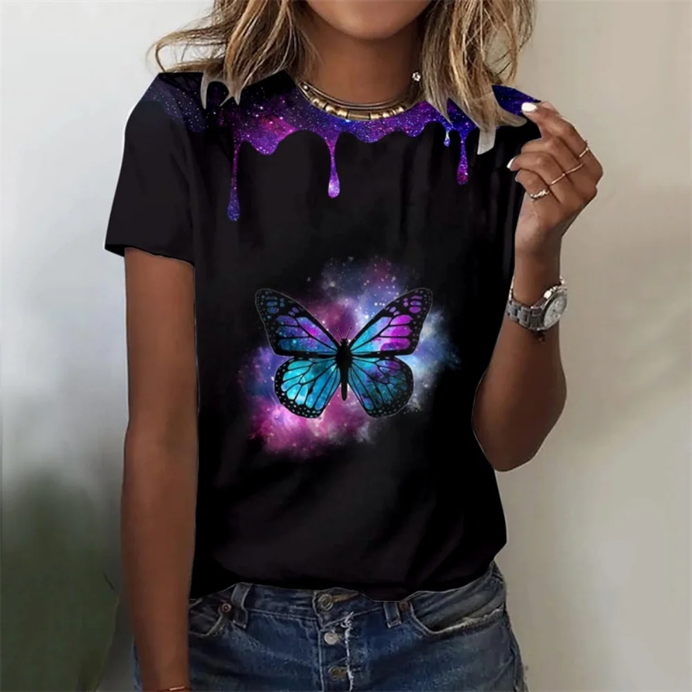 T-shirt femme mode d'été manches courtes t-shirts hauts impression 3D col rond T-shirt décontracté pour femmes vêtements drôles pour haut de fille Sexy