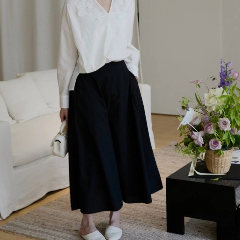 100% Cotton A-line Skirt with Three-dimensional Tailoring