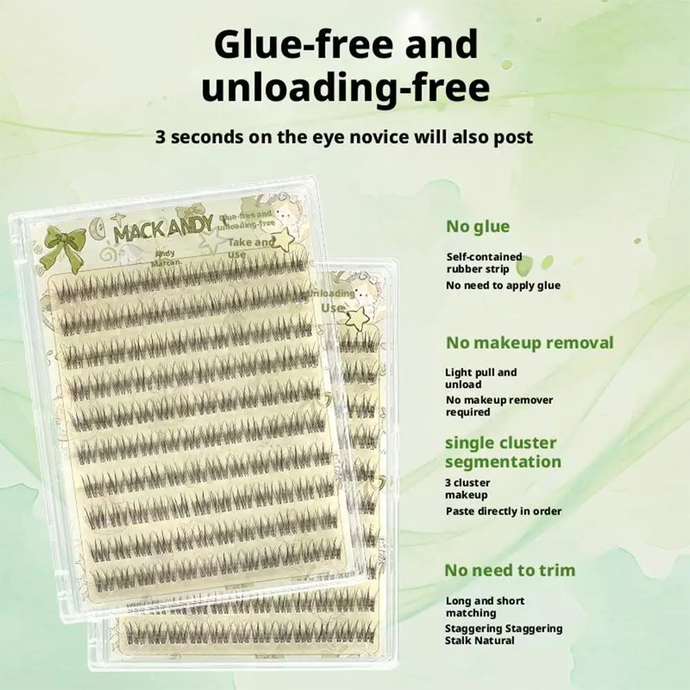 ขนตาปลอมแบบไม่ใช้กาว ดีไซน์หางปลาแบบแบ่งส่วนอย่างเป็นธรรมชาติ อุปกรณ์แต่งหน้าต่อขนตาแบบรายวัน ขนตาปลอม