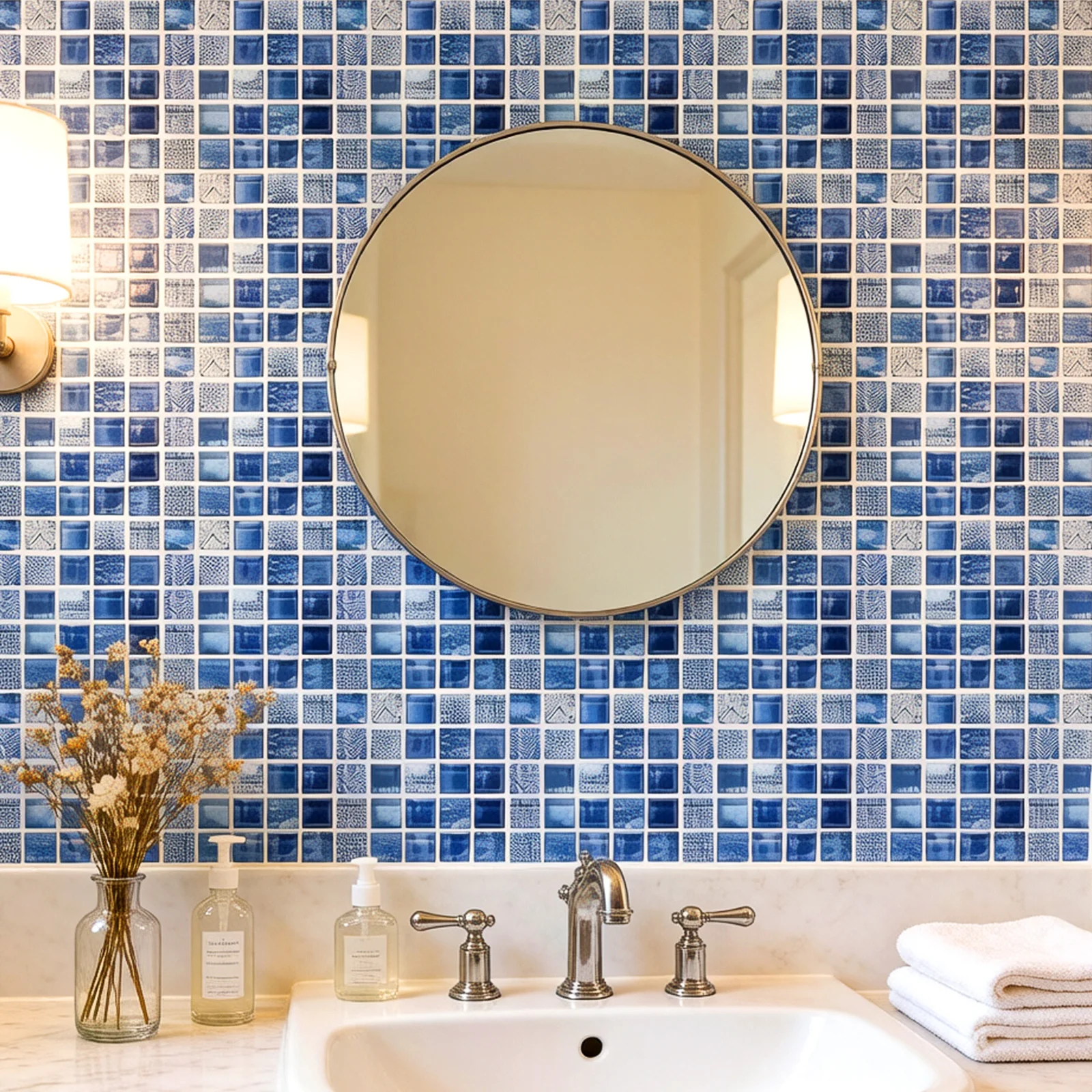36piece set, 7.87x7.87 inch bathroom tiles, balcony tiles, kitchen tiles, PVC self-adhesive wall stickers, anti slip, moisture-proof, oil resistant stickers