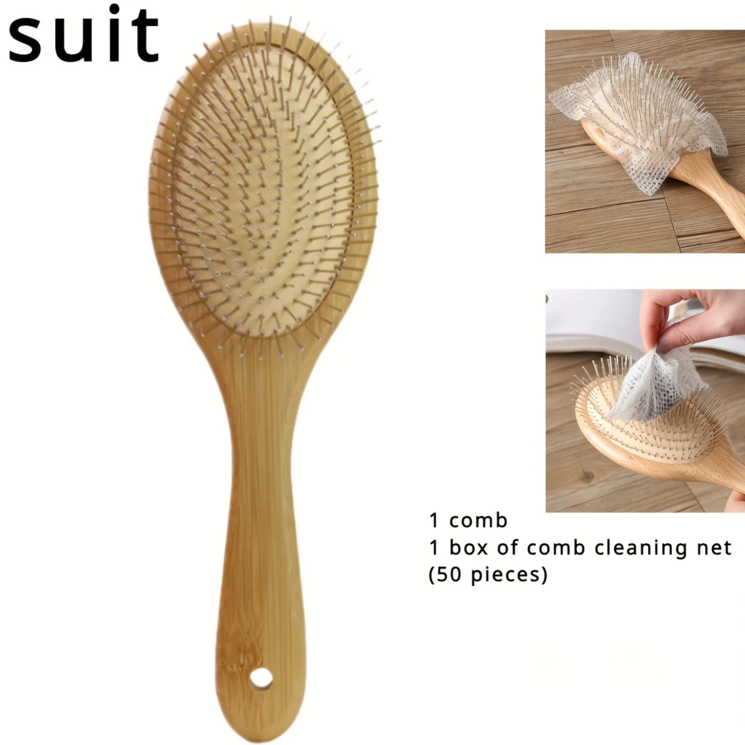 Stainless Steel Bristle Hair Comb for Normal Hair - Natural Fluffy Air Cushion Massage Comb with Anti-Static Round Teeth - Hair