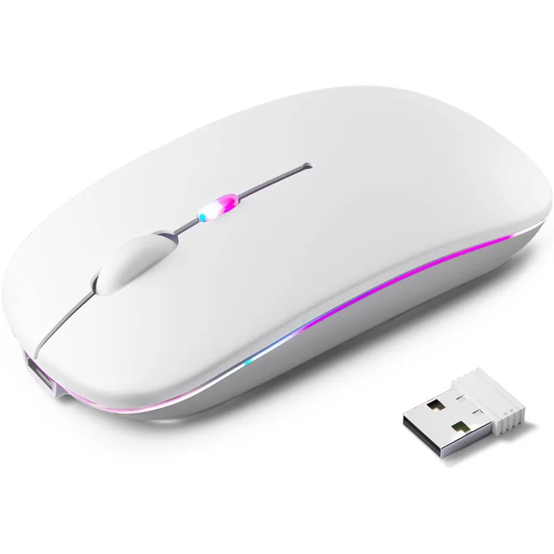 Mouse wireless Bluetoooth 5.0 con luce RGB ricaricabile USB per computer portatile PC Mouse da gioco MacBook 2.4GHz 1600DPI
