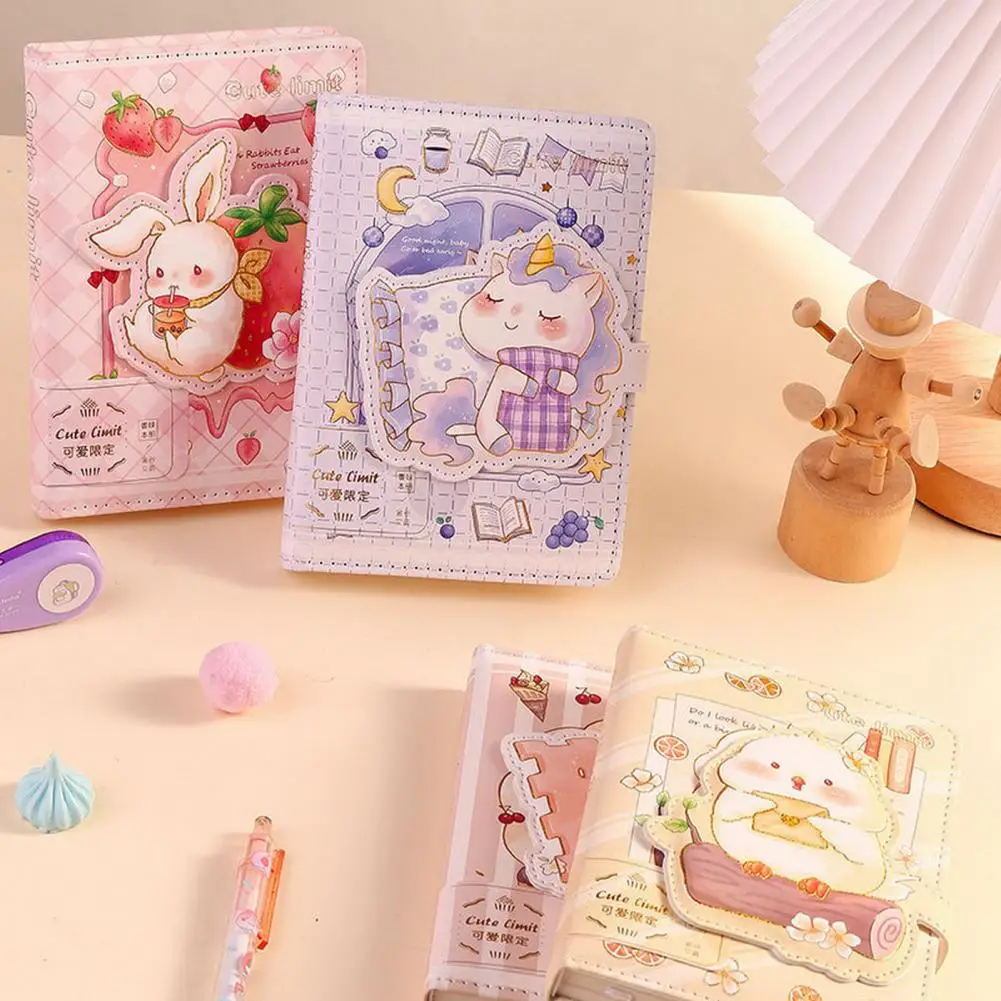 112 Sheets Cartoon Pattern Journal Notebook Magnetic Daily Notebook Color Pages Thickened Paper Schedule Book Home Supplies