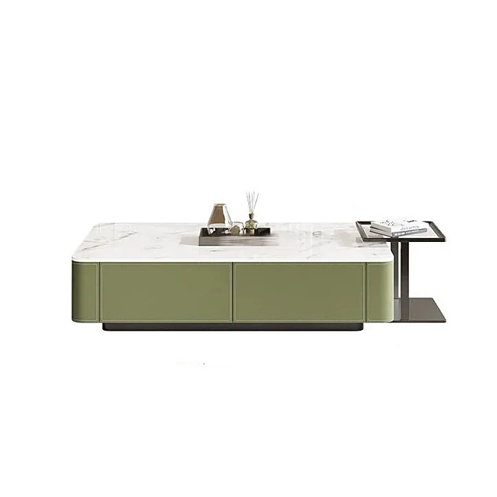 

saddle leather TV cabinet with coffee table, minimalist living room, small apartment TV cabinet combination